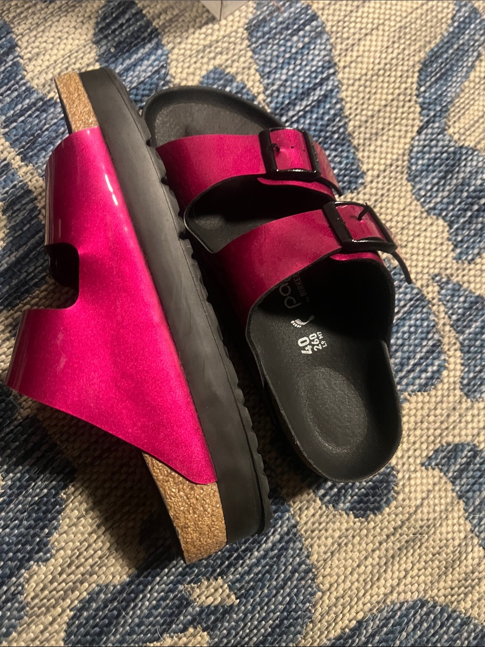 Birkenstock women’s Metallic Magenta Two-Buckle Sandals - Picture 3 of 5